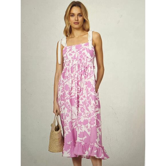 PETER SOMS PINK AND WHITE FLOWERED MAXI DRESS RTR MSRP $390 - Picture 4 of 4